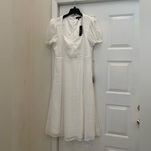 NWT LULUS Sz XL Swiss Dot Chiffon Short Sleeve Lined Maxi Dress Retail $159